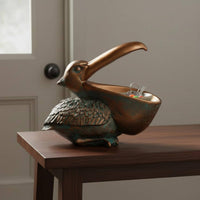 Seabird Resin Figurine Double Use Seabird Key Dish Gaping Beak Design Animal Statue Bowl for Entryway, Desk