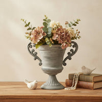 Metallic-Looking-Look Urn Vase with Handles Elegant Pedestal Urn Vase Classic Vessel Stable for Florists