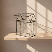 Clear House-Shaped Terrarium Modern Display Terrarium Sturdy Glass Planter Sturdy for Office