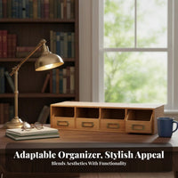 Multi-Drawer Book Rack With Drawers Desktop Hutch No Assembly Required
