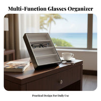 Handmade 4-Slot Glasses Display Tray Portable Design Eyeglass Display Stand Protects from Dust and Scratches for Shop Window, Dresser