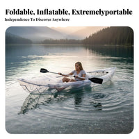 Thickened Body Transparent Watercraft Heavy-Duty 2-Person Inflatable Kayak Portable Inflatable Boat Puncture-Resistant for Outdoor Enthusiasts, Beginners, Fishing Trips, Rivers, Vacations, Beaches