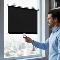 Sun Protection Punch-without Drilling Sunshade No-Drill Installation Retractable Window Shade Heat Insulation Blackout Roller Curtain Reusable for Office Workers, Renters, Bedroom, Car Glass Panes