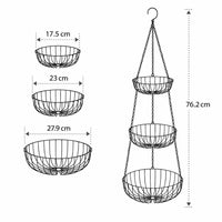 3 Tier Hanging Fruit Basket, Hanging Vegetable Fruit Basket, Wall Mounted Hanging Fruit Basket, Tiered Hanging Storage Baskets