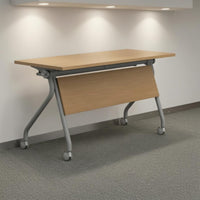Swivel Casters Mobile Meeting Table Wood-Grain Folding Conference Table Front Panel Office Furniture Rectangular for Offices