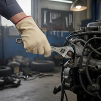 Canvas Gloves with Leather Palm Work Gloves with Reinforced Palm Firm Grip for Machining