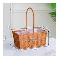 Rattan-Style Flower Basket with Plastic Liner Trapezoid Basket with Liner Clear Lightweight for Home Decor, Picnics