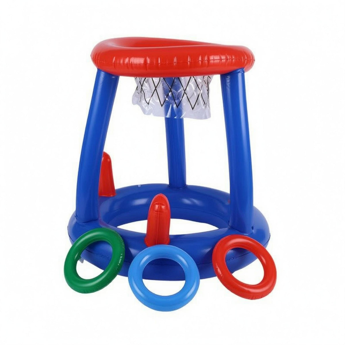 PVC 2-in-1 Pool Game Set with Net Inflatable Basketball Hoop Outdoor Play Water Basketball Hoop Toy Quick Setup