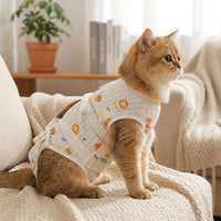 Cat Recovery Suit with Elizabethan Post Surgery Cat Clothes, Snap Button Cat Spay Surgery Suit and Neuter Surgery Suit, Anti-Lick