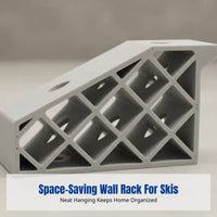 Wall-Mounted Ski Organizer, 3D Printed Polylactic Acid, Minimalist Design, Secure Storage for Skis & Poles