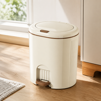 Trash Can, With Lid, Double-Opening Lid, Slim, 12L, Pedal-Operated, Hands-Free, Odor-Proof, Plastic, For Bedroom, Bathroom