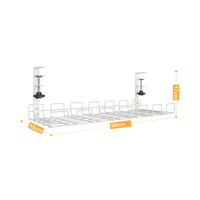 Easy Installation No Drill Hanging Desk Shelf Space Saving Clamp on Desk Storage Rack Heavy Duty Clamp-on Wire Basket Sturdy Metal for Office, Workstation