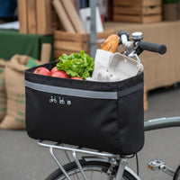 Large Capacity Folding Bike Handlebar Basket Long-Lasting Oxford Material Front Bike Basket Bag Reflective Strip Lightweight for Commuters, Cyclists, Shopping, Commuting, Leisure Cycling