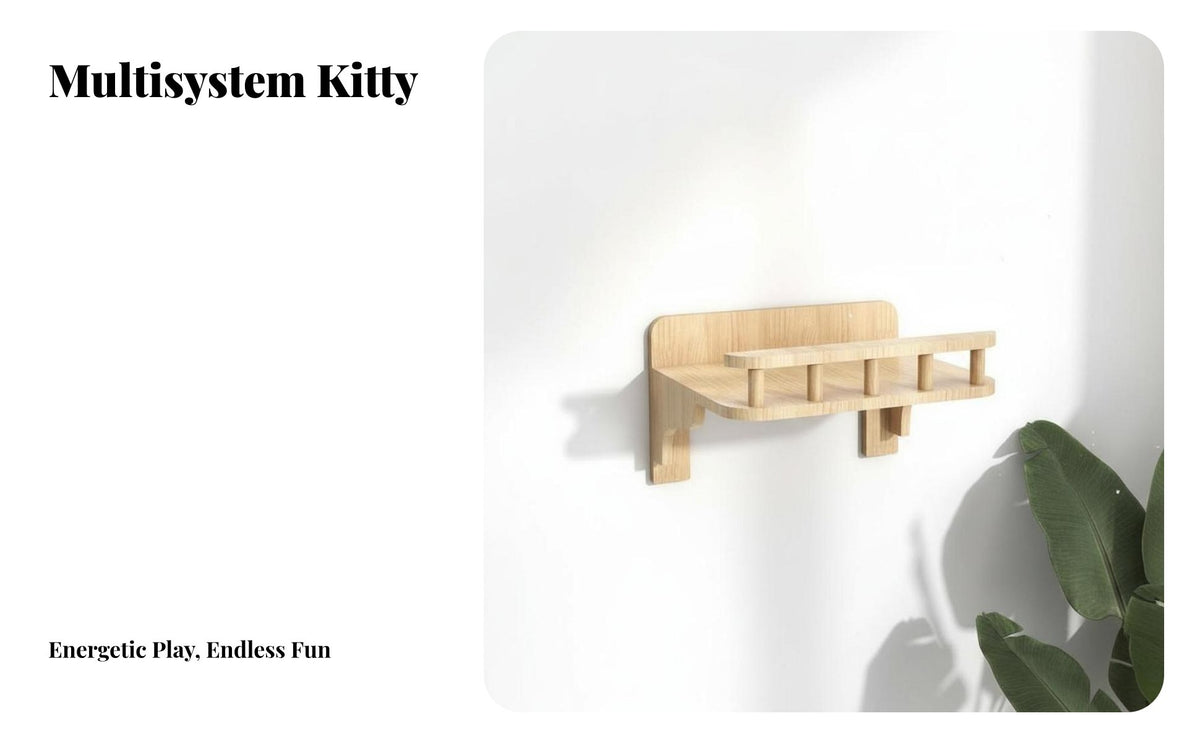 DIY Assembly Multi-Level Feline Wall Climber Set Space-Saving Modular Feline Climbing Set Includes Scratching Surfaces Pet Furniture Easy to Install for Apartment Dwellers, Apartments, Small Homes, Living Room, Bedroom