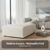 Light Luxury aesthetic Upholstered Rectangular Bench Minimalist Design Long Boucle Seat Soft Texture Footstool Multi-Functional for Homeowners, Families, Adults, Living Room, Lounge Area, Apartment, Entryway