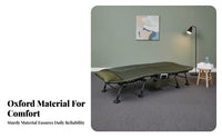 Side Pocket Adjustable Camping Bed Foldable Folding Recliner Cot Bed