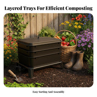 Layered Composting Agent Composter Creates Natural Soil Enhancer Vermicompost Bin Multi-Tray Composting Agent Ery Stackable