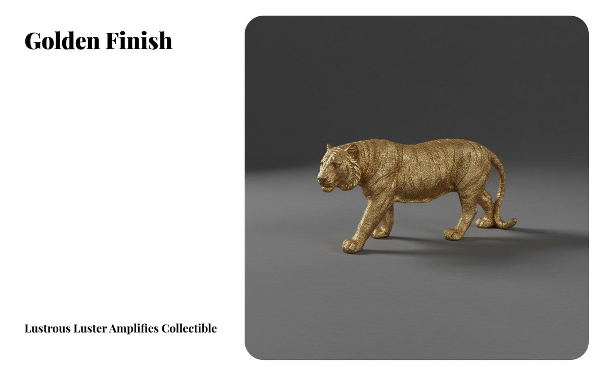 Resin Animal Ornament Highly Detailed Resin Wildlife Ornament Lifelike Details Golden Tiger Figurine for Living Room, Office Desk, Car Dashboard