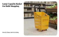 Large Capacity Shopping Basket with Wheels Long-Lasting Rolling Shopping Basket Heavy Duty Portable Grocery Cart Lightweight for Shoppers, Apartment Dwellers, Supermarket, Supermarkets, Retail Establishment S, Errands