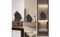 Sailboat Sculpture Freestanding Sailboat Decor Matte Nautical Ornament for Homeowners, Entryway
