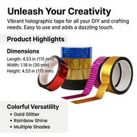 Holographic Tape for Scrapbooking, Iridescent Decorative Roll for Gift Wrapping, Reflective Craft Supplies for Artists and DIY Projects
