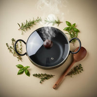 Hand Hammered Iron Pot Physical Non Round Bottom Soup Kettle Riveted Handles Japanese Design Nabe Pot for Household