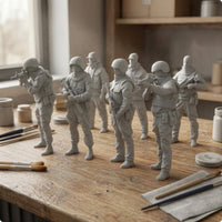 7 Pieces Unpainted Resin Soldiers One-Piece Three-dimensionalPrinted Infantryman Models Detailed Troop Miniatures for Painting, Display