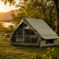 Inflatable Canvas Tents for Camping 1-4 Person Double Layer Four Season Glamping