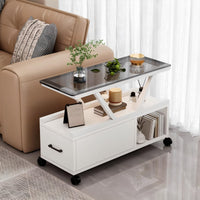 Space-Saving Rolling C-Table With Storage Shelf Wheeled C-Table Modern design Living Room Furniture Multi-Functional for Apartment Dwellers, Homeowners, Remote Workers, Next to Sofa, Small Spaces, Bedroom, Home Office