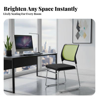 Padded Seat Armless Mesh Sled Chair Easy Assembly Office Furniture Sturdy Metal Frame Conference Seating for Students, Visitors, Business Managers, Meeting Room, Training Center, Reception Area, School