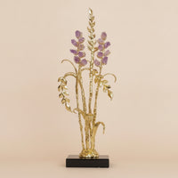 Stalk Ornament with Crystal Accents Branched Sculpture Modern Decor for Office