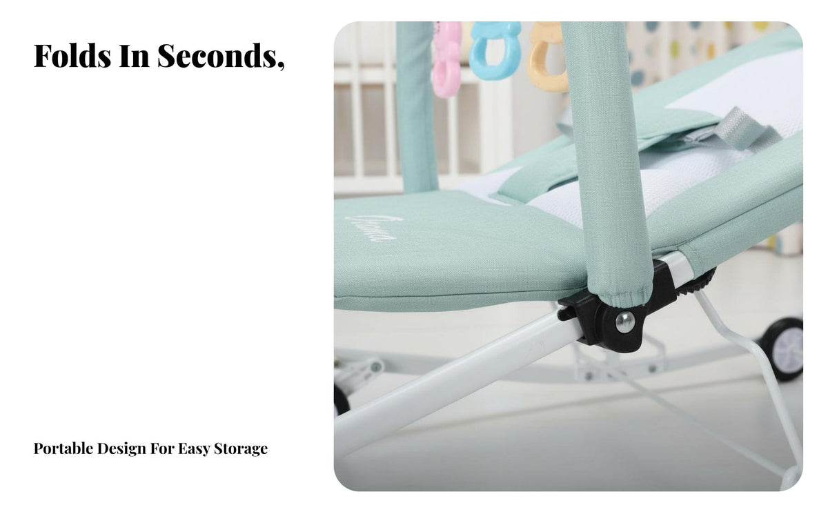 Foldable Design Convertible Baby Bouncer Removable and Washable Cover 3-in-1 Convertible Chair Adjustable Recline Infant Seat Detachable Toy Bar for Newborns, Infants, Toddlers, Naptime, Playtime, Bedroom, Living Room