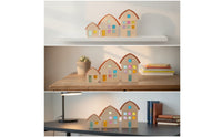 3 Pieces Wooden Blocks with Acrylic Openings Translucent Decor Colorful Decoration for Desktop, Nursery