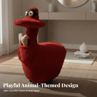 With Wheels Duck Shaped Stool Multi-Functional Soft Creature Chair Soft Lambswool Material Creature Vanity Chair Sturdy Carbon Steel Frame for Gift Givers, Women, Adults, Living Room, Bedroom, Entryway