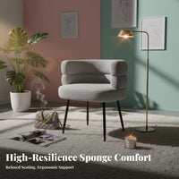Soft and Comfortable Plush Barrel Chair High-Density Foam Cushion Vanity Stool Wide Seat Indoor Furniture Wavy Backrest Design for Homeowners, Adults, Students, Makeup Room, Dressing Area, Bedroom, Home Office