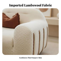 Curved Boucle Sofa Minimalist aesthetic Living Room Furniture Cream pale Couch for Apartment Dwellers, Design aficionados, Lounge Area, Home