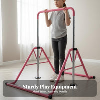 Multi-Functional children's Adjustable Horizontal Bar Stable Triangular Structure Kids Foldable Training Bar Non-Slip Base children's Swing Set Frame Easy Assembly for Preschoolers, Beginner Gymnasts, Toddlers, Playroom, Kindergarten