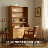 Retro Design bookshelf with Drawers Open Shelving bookshelf Multifunctional Storage Furniture Space-Saving for Book Lovers, Homeowners, Remote Workers, Study Room, Home Office, Bedroom