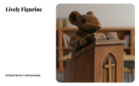 Preacher Figurine Faux Wood Carving Pastor Statue Resin Handmade Decor Decoration for Christians, Animal Lovers, Home Office, Desk, Bookshelf
