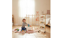 Wooden Toy Storage Organizer Easy to Move Detachable Toy Shelf Large Capacity Mobile Storage Rack for Playroom