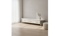 TV Cabinet Curved-Front Cabinet with Drawers Minimalist Entertainment Center with Drawers for Living Room