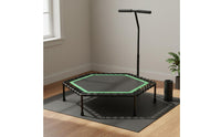 Easy Assembly Hexagonal Trampoline with Handle Heavy Duty Steel Frame 45 Inch Exercise Trampoline High Weight Capacity Rebounder Silent Operation for Outdoor