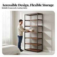 Freestanding Closet System Space Saving Freestanding Clothes Rack with Shelves Large Capacity Freestanding Wardrobe with Hanging Rod for Adults