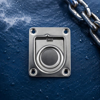 Stainless Steel Deck Latch 4 Mounting Holes Boat Compartment Cover Pull Sunken Circular Pull Handle