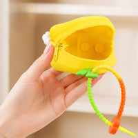 Cute Cartoon Pomelo Pouch Zippered Silicone Mini Pouch Portable Mini Currency Purse Compact for Backpack