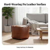 Faux Leather Finish Cube Pouf Multi-Functional Ottoman adaptable Use Footstool Comfortable for Apartment Dwellers, Homeowners, home enthusiasts, Living Room, Balcony, Entryway, Bedroom