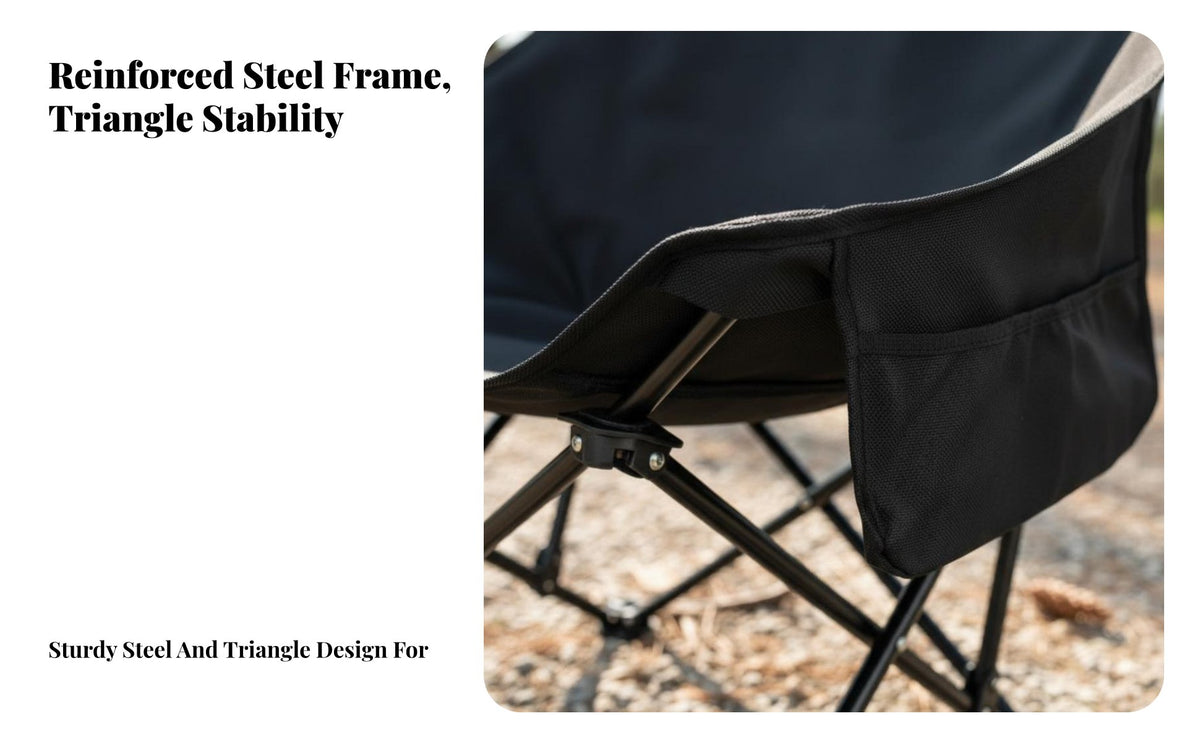 Folding Design Highrear Moon Chair Comfortable Highrear Camp Chair long-lasting Frame Camping Seat Integrated Headrest for Campers, Anglers, celebration Goers, Fishing, Beach, spinepacking, spineyard