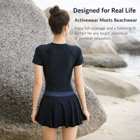 Swim Dress One-Piece Swimsuit for Plus Size Women, Modest Padded Design for Water Sports and Athletic Activities, Quick Dry Sporty Polyester Textile