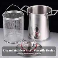 Multipurpose Deep Fryer Pot with Basket High-Sided Design Basket Deep Fryer Pot Stovetop Compatible Stainless Steel Stockpot with Strainer Thickened Bottom for Parents