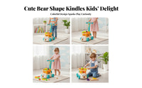 Lower Shelf Animal Face Shopping Cart Tall Handle Fruit and Vegetable Cart Set Colorful Toy Supermarket Trolley Plastic for Children